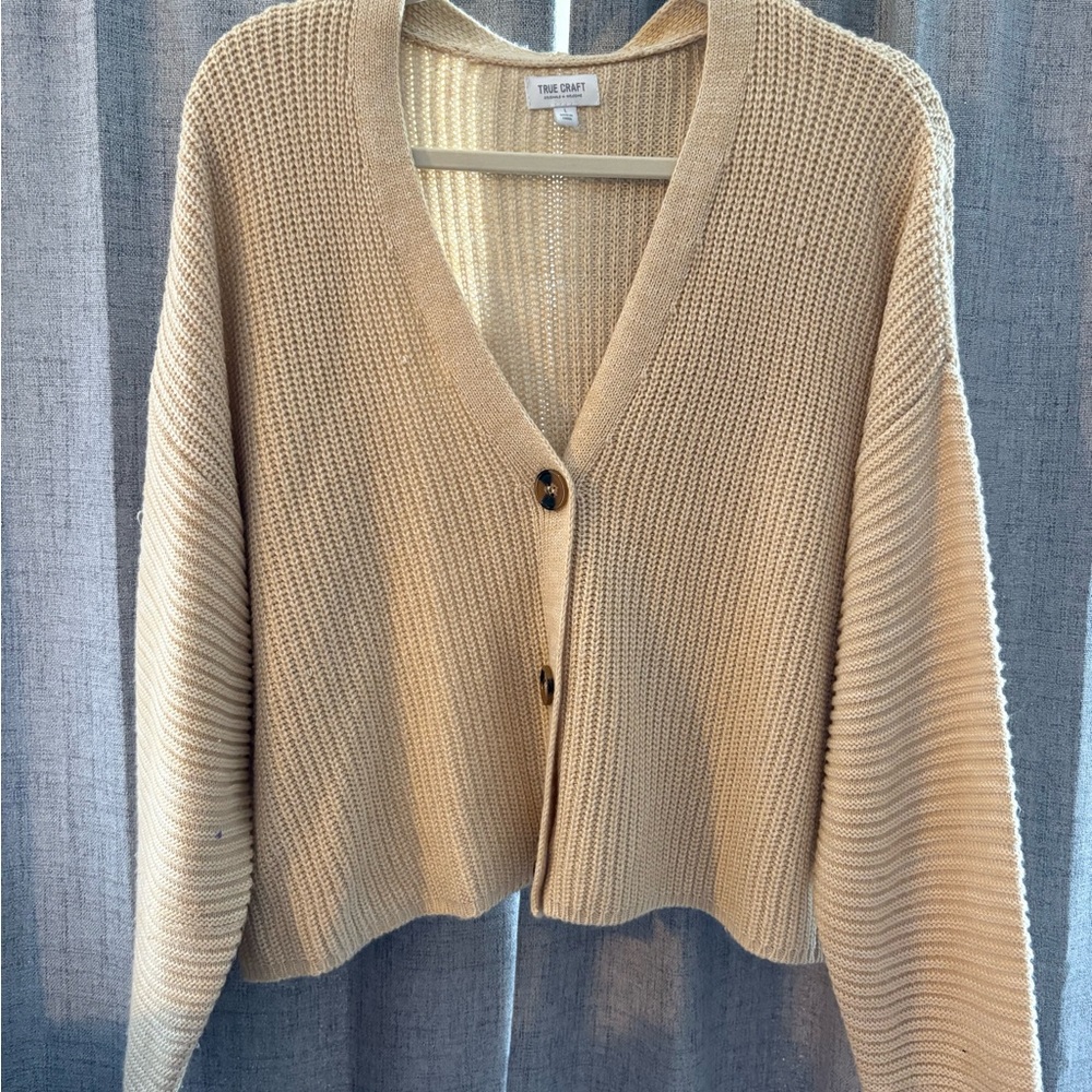 True Craft Beige Button-Up Cardigan